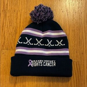 Kraken Hockey Fights Cancer Beanie